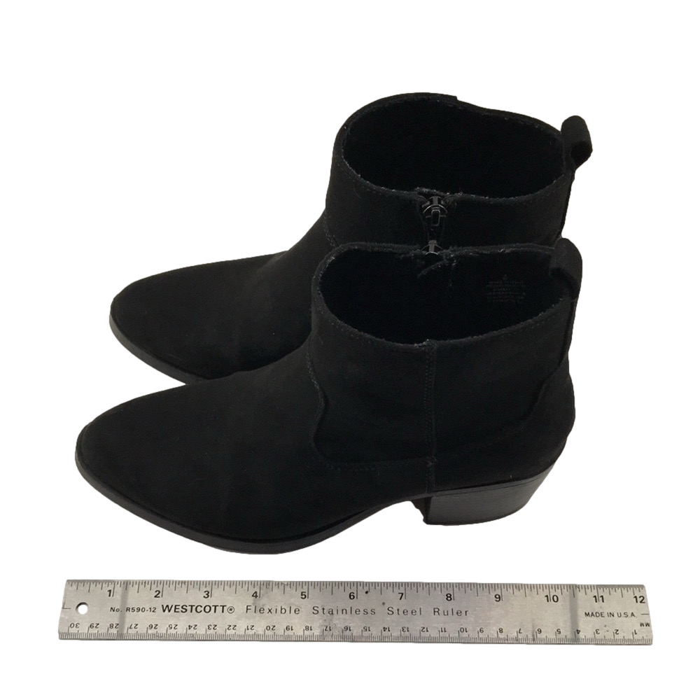 OLD NAVY—BLACKJACK—Faux Suede SideZip Chunky Stacked Heel Western Ankle Bootie—8 - Picture 12 of 17